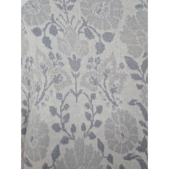 Ann Taylor Mock Neck Jacquard Floral Knit Sweater Size M Pullover Cottage Cozy - Picture 3 of 11